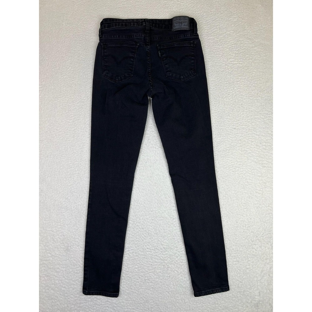 Levis 711 Skinny Jeans Womens 26 Black Charcoal Wash Mid Rise Stretch Denim - Picture 2 of 15